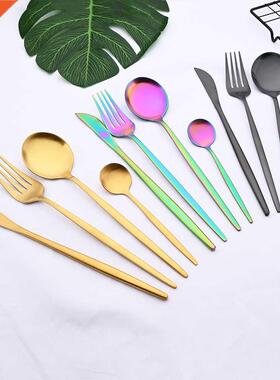 24Pcs Gold Matte Dinnerware Cutlery Set Stainless Steel