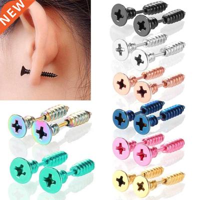 2PC Punk Men & Women Stud Earring Anti Allergic Stainles