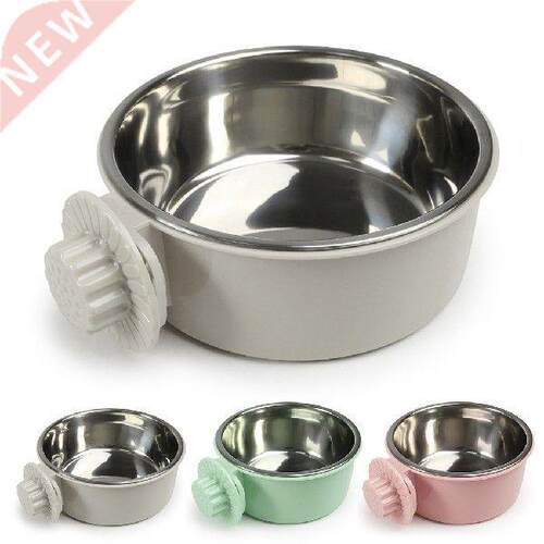 2 In 1 Pet Food Water Bowl Feeder Stainless Steel Fixed
