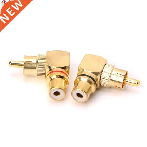 2X Brass RCA Right Angle Male To Female Gold Plated Connecto
