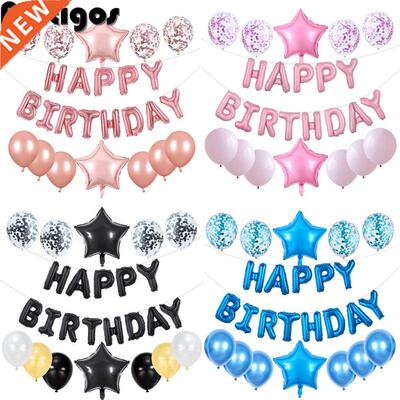 25pcs/set Happy Birthday Balloons Set Foil Letter Balloon G