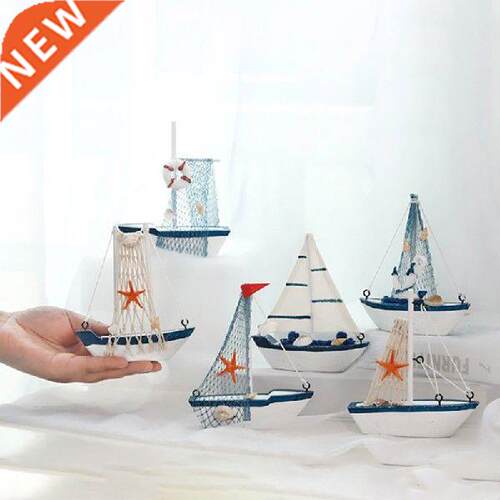 6 Colors Sailboat Model Wooden Sailing Boat Home Decoration