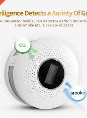 2 in 1 LED Digital Gas Smoke Sensor Alarm Co Carbon Monoxide