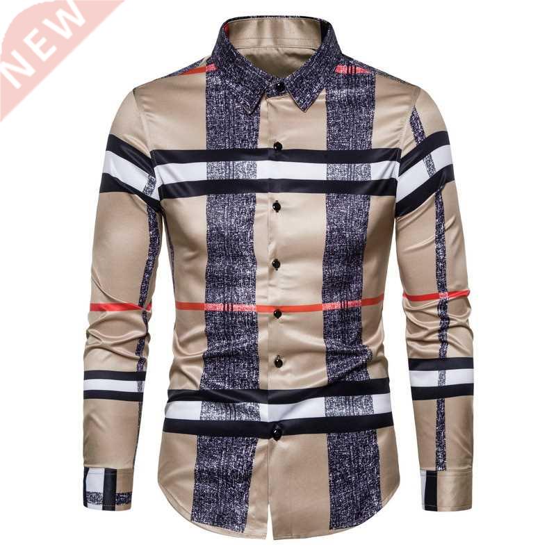 6XL 2022 Business Casual Plaid Shirt Men's Formal Workwear W
