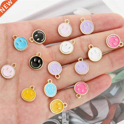 20Pcs/Lot 11x14mm KC Gold Color Tone Alloy Enamel Cute Smili