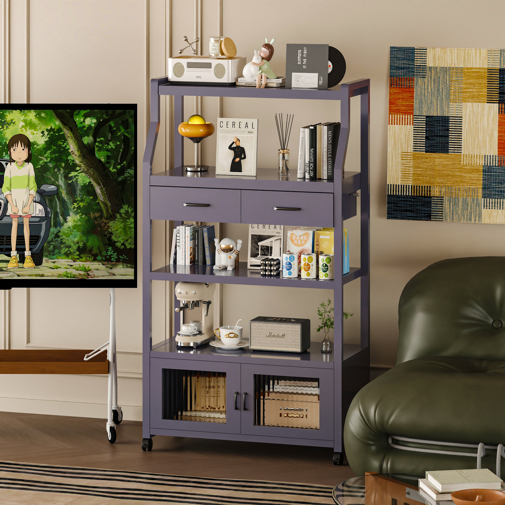 书架落地置物架多层收纳架客厅卧室储物柜一体靠墙可移动收纳柜子,住宅家具,书架,淘宝优惠券,粉丝福利购,淘宝优惠卷