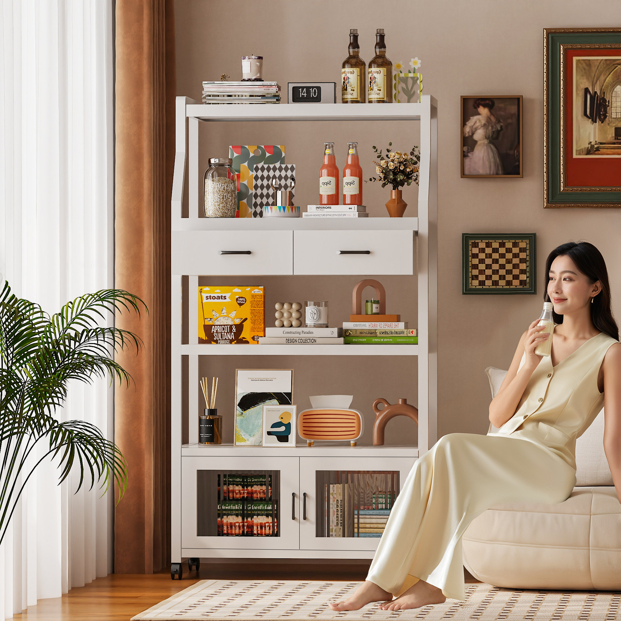 移动书架落地置物架靠墙一体储物架层架小型家用窄边夹缝收纳柜子,住宅家具,窄缝架,淘宝优惠券,粉丝福利购,淘宝优惠卷