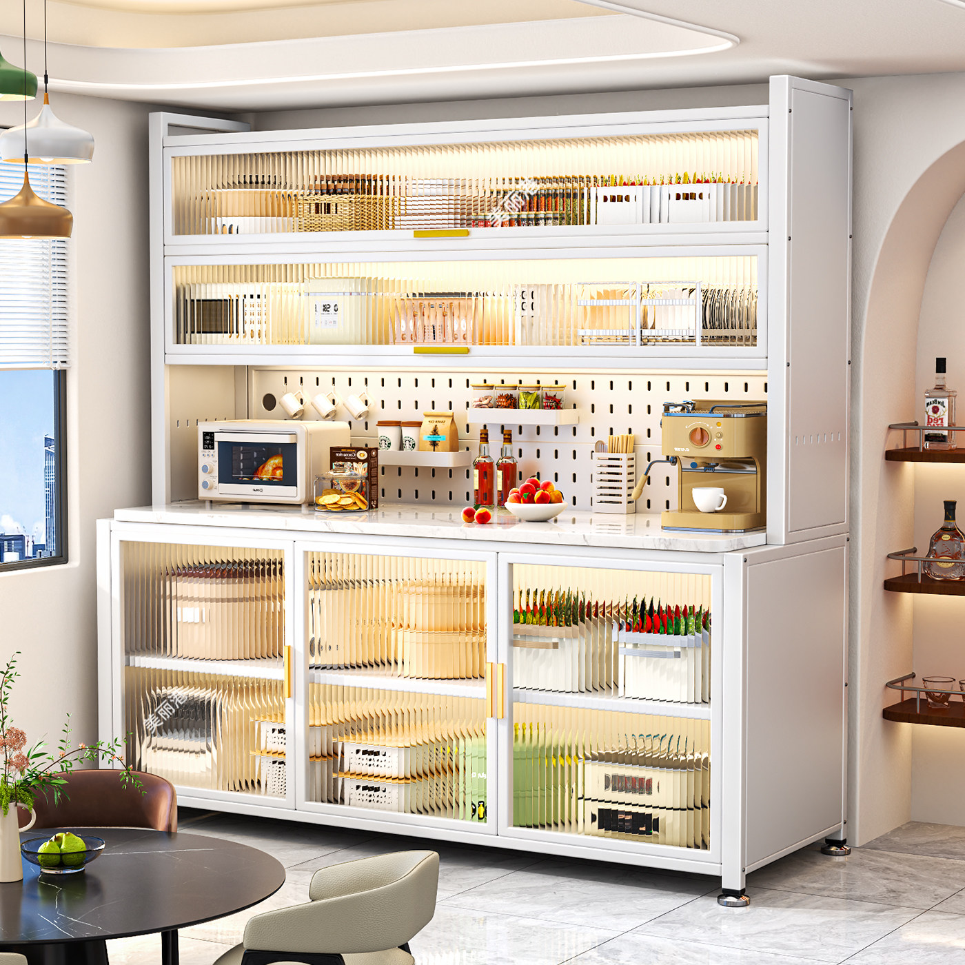 厨房置物架岩板餐边储物柜落地多层微波炉家用多功能橱柜收纳柜子,厨房/烹饪用具,微波炉置物架,淘宝优惠券,粉丝福利购,淘宝优惠卷