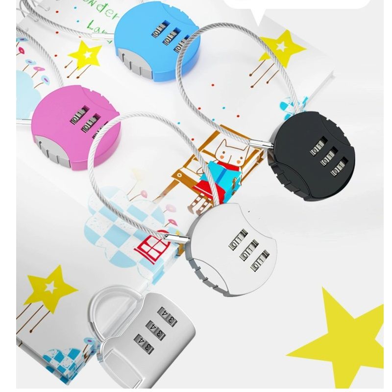 钢丝密码锁挂锁健身房更衣柜锁车筐篮头盔锁书包箱包迷你小号锁头