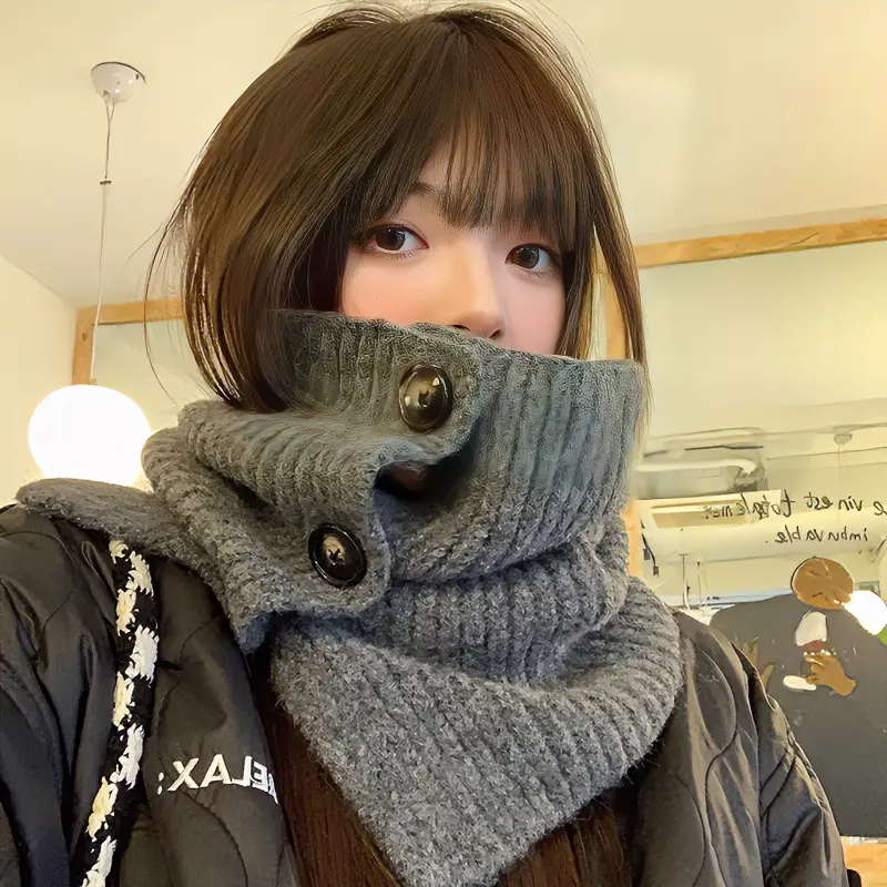 新款围脖套帽脖套女秋冬围巾韩版纯色防寒保暖护颈针织披肩潮