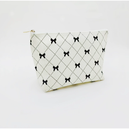 灯芯绒化妆包新款蝴蝶结家居收纳包时尚手提化妆包大容量高级感