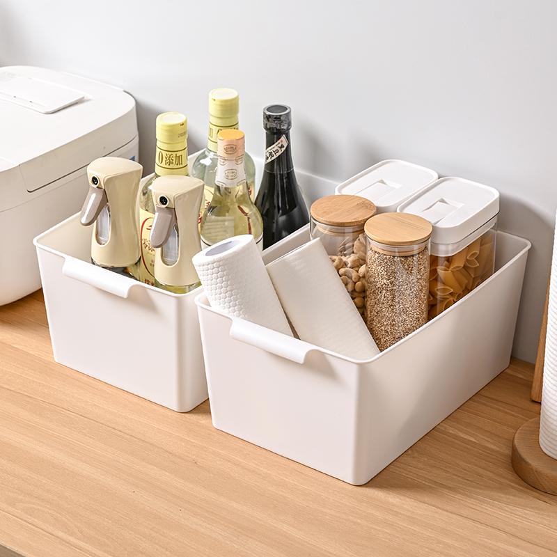 多用途桌面收纳盒塑料衣橱柜厨房杂物整理储物盒零食化妆品收纳筐