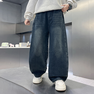 男童牛仔裤儿童2026春秋新款裤子中大童男孩休闲宽松长裤子秋季