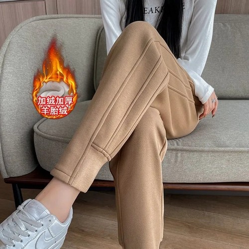 高腰休闲运动长裤秋冬加绒哈伦裤