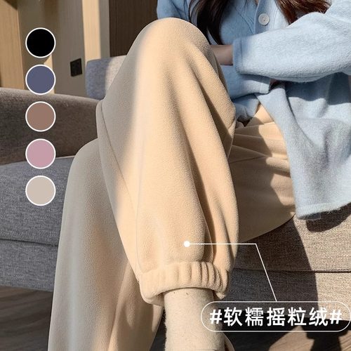 加绒运动裤女秋冬季加厚外穿棉裤