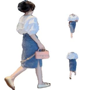 夏季气质女装高级感法式御姐小香风衬衫牛仔裙连衣裙子两件套装女