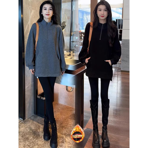 洋气宽松中长款立领休闲上衣外套