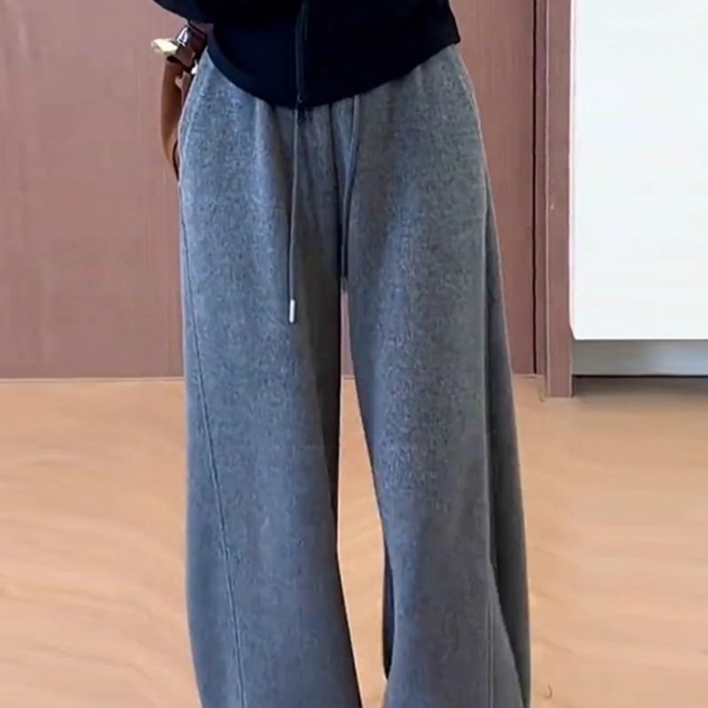 灰色加绒运动休闲裤子女2026秋冬新款弯刀裤高腰显瘦加厚阔腿卫裤,女装/女士精品,休闲裤,淘宝优惠券,粉丝福利购,淘宝优惠卷