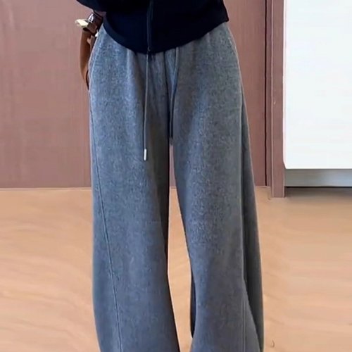 新款弯刀裤高腰显瘦加厚阔腿卫裤