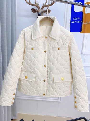 轻薄羽绒服翻领小个子白色菱形格