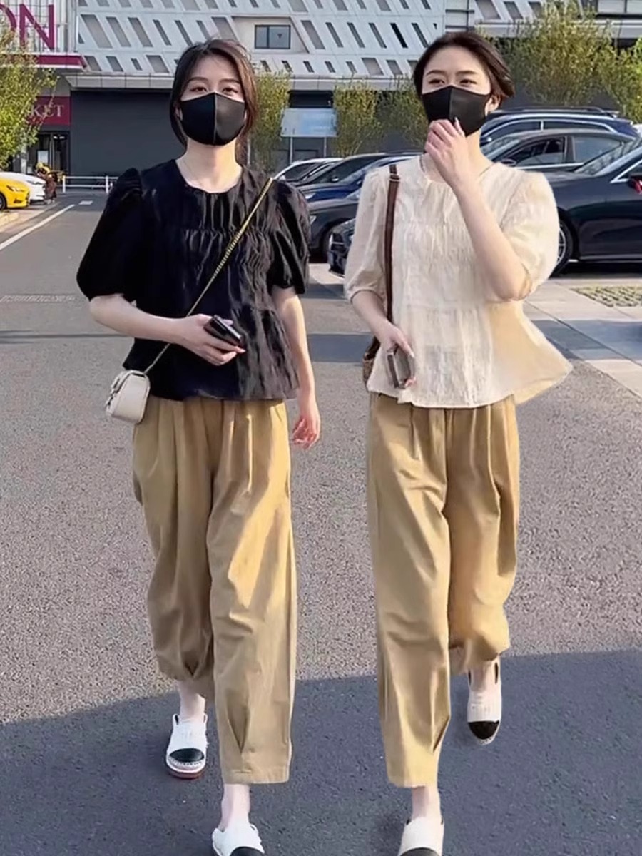 九分裤小个子小衫上衣两件套装夏