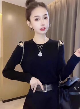 亮晶晶精致小衫高级感露肩小上衣