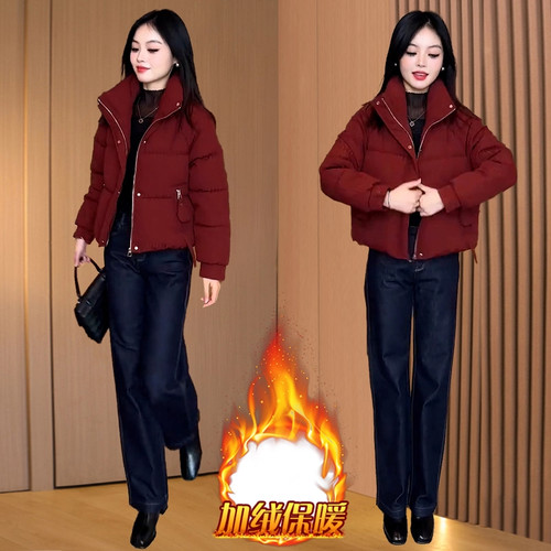 加绒加厚小个子显瘦洋气棉服棉袄