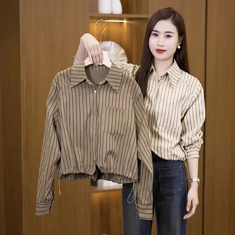 时尚衬衫高级感收腰短款气质上衣