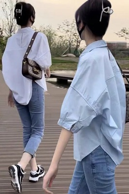 白色短袖衬衫女夏衬衣小个子半袖