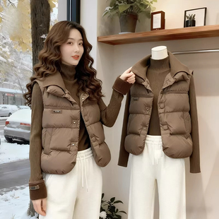 洋气羽绒棉马甲女士冬季2026年新款爆款叠穿大码保暖背心马夹外套