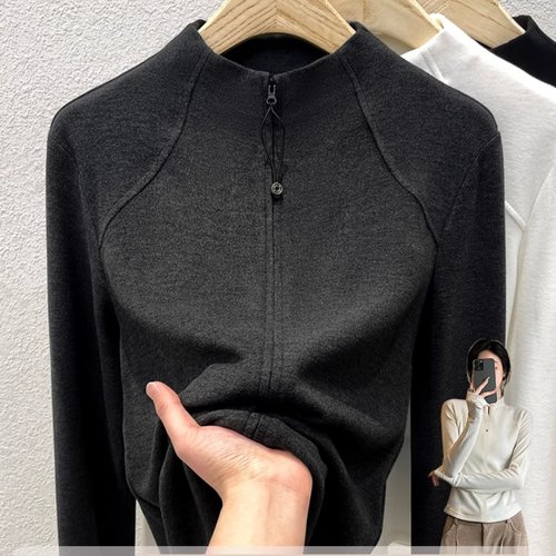 德绒打底衫女秋冬拉链开衫外套