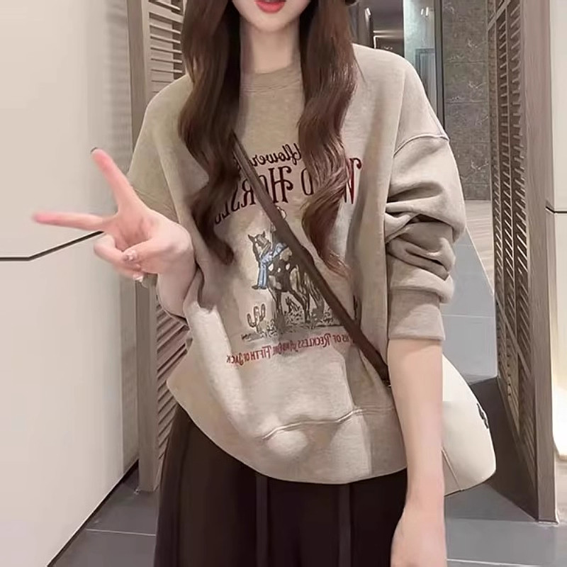 大码女装卡通印花圆领套头卫衣长袖秋季新款胖mm宽松显瘦减龄上衣,女装/女士精品,卫衣/绒衫,淘宝优惠券,粉丝福利购,淘宝优惠卷