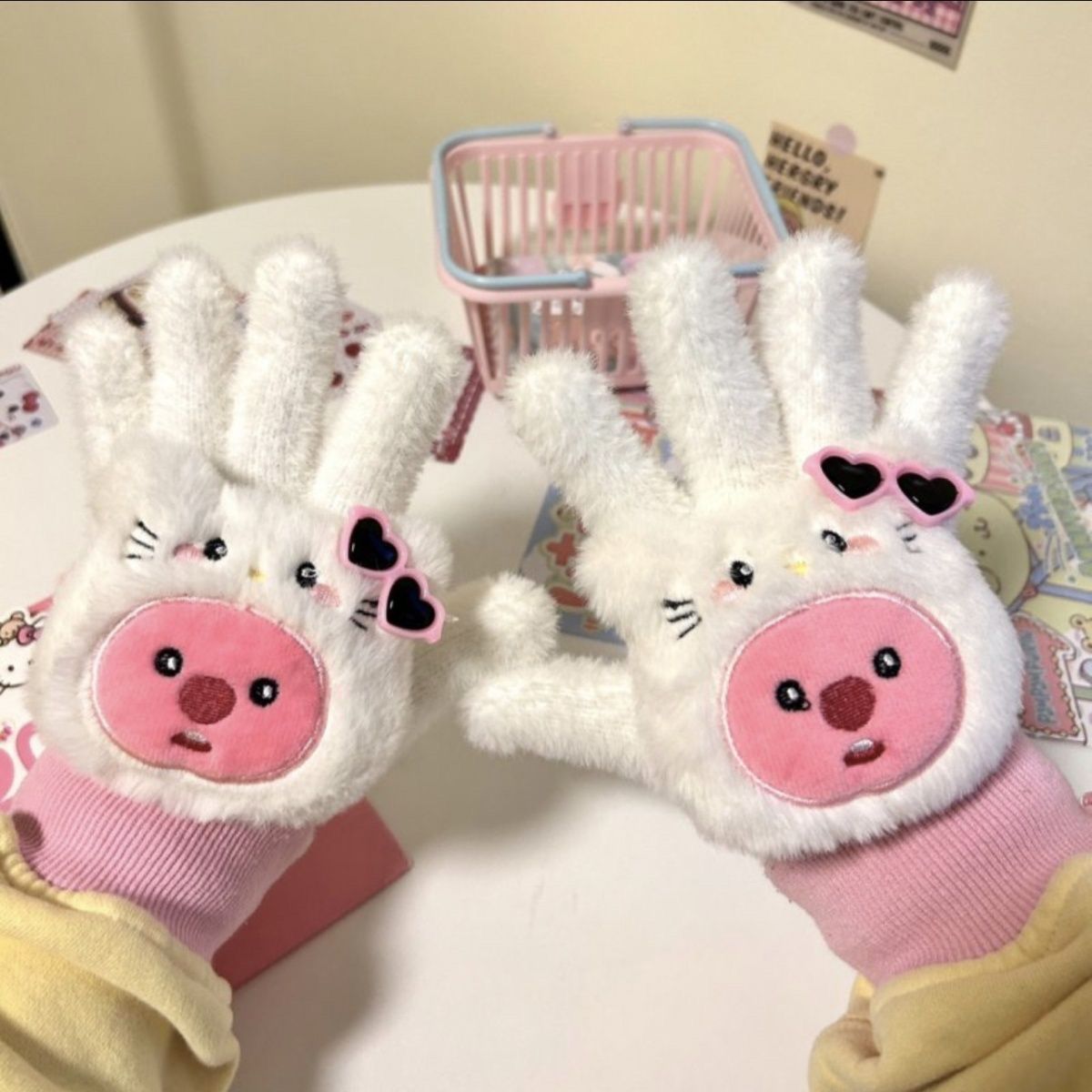 可爱滑雪水貂毛加厚手套可触屏