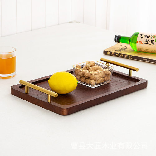实木托盘放茶杯提手新中