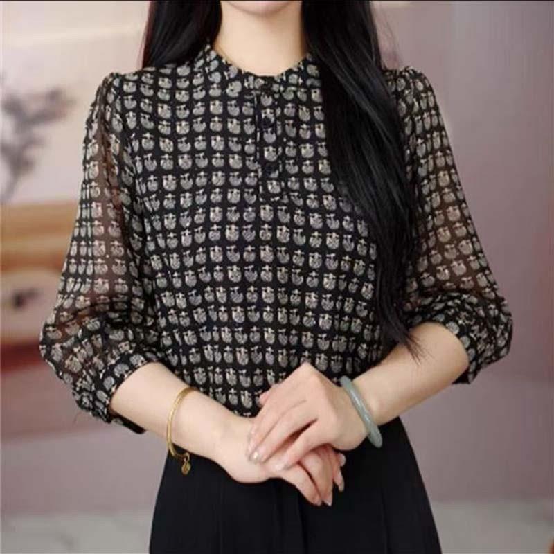 点击率女装夏季新款真丝衬衫女士百搭显瘦建林小衫气质雪纺女上衣