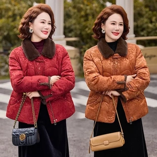 福缘妈妈装高端大气上档次棉服加厚保暖新中式冬季加棉国风外套