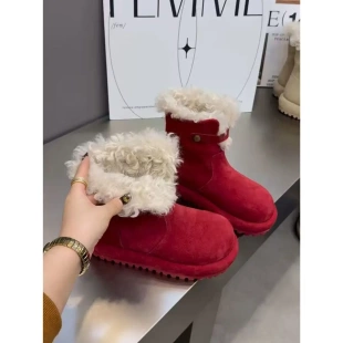 神秘生活馆大头厚底雪地靴女款马丁靴两穿勃肯短靴加绒毛毛棉鞋