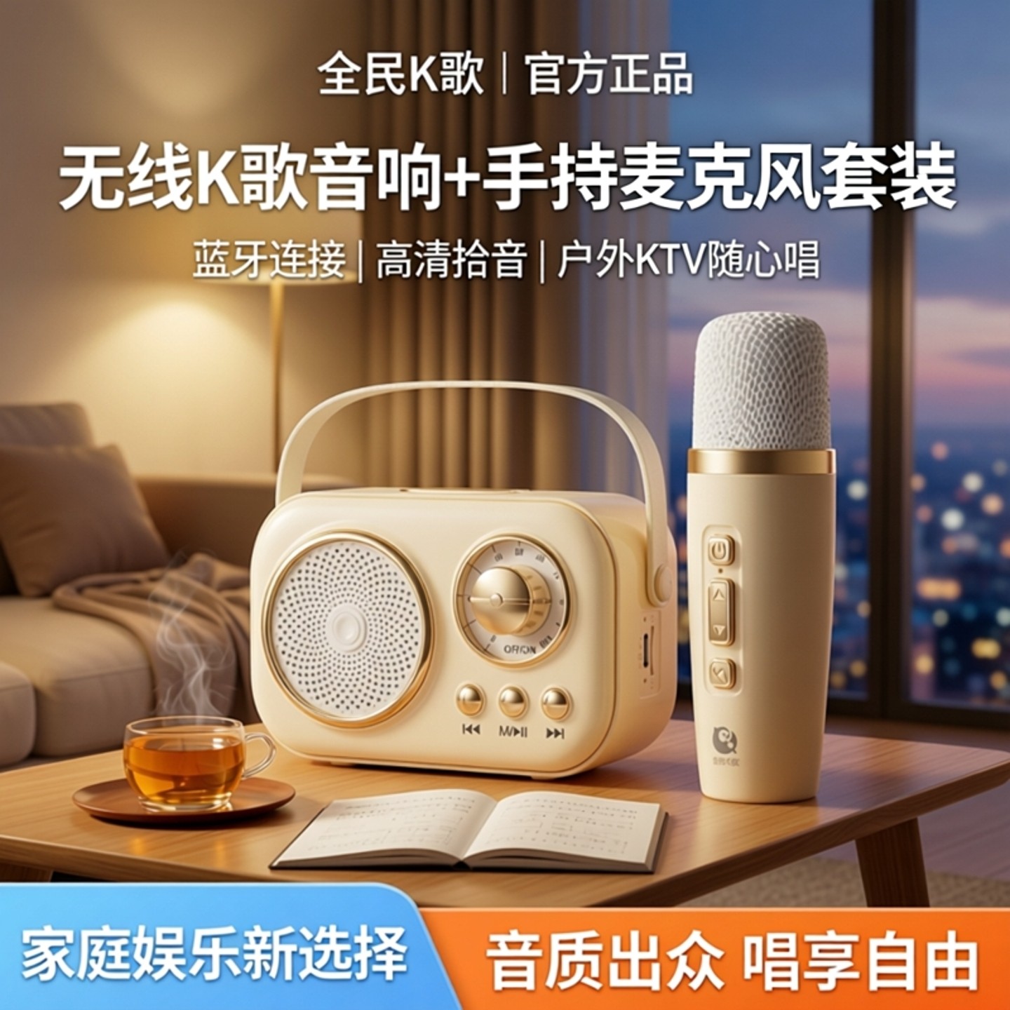 全民K歌无线音响K歌麦克风MZ12蓝牙小音箱户外KTV唱歌手持话筒