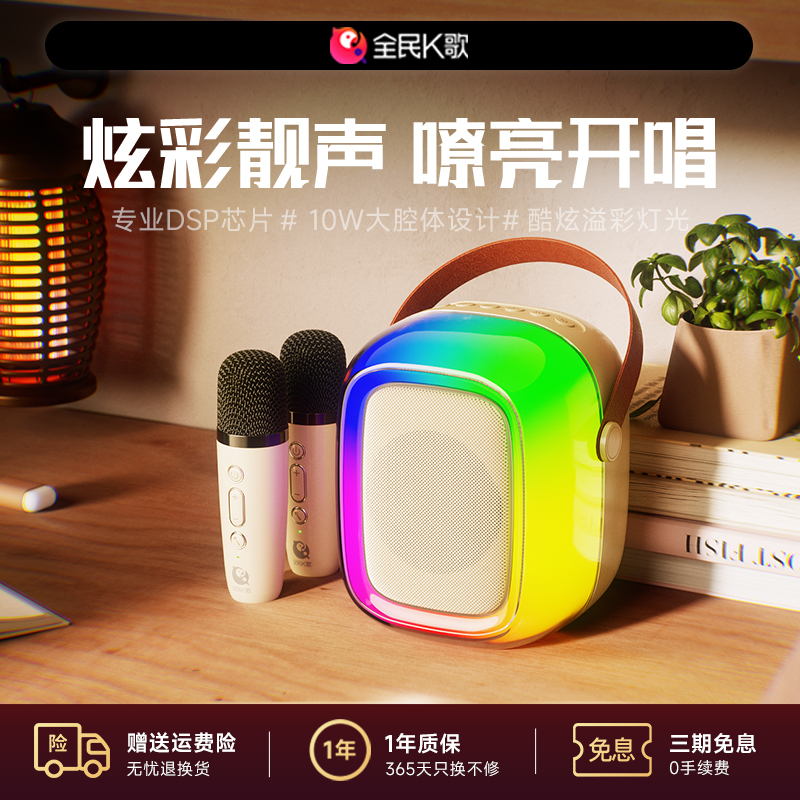 全民K歌炫彩双麦话筒唱歌套装