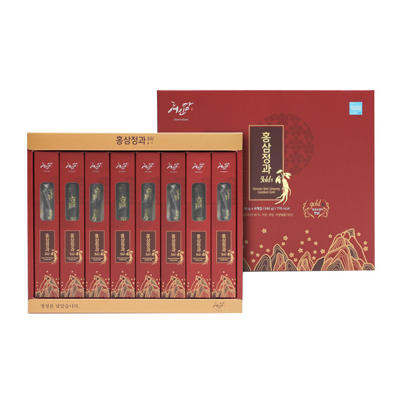 Haeindam蜂蜜红参整根正果韩国进口即食高丽参蜜饯送礼30g*8袋/盒