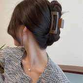 高级感2025年新款 鲨鱼夹后脑勺方形中号抓夹发量少半扎发夹子头饰