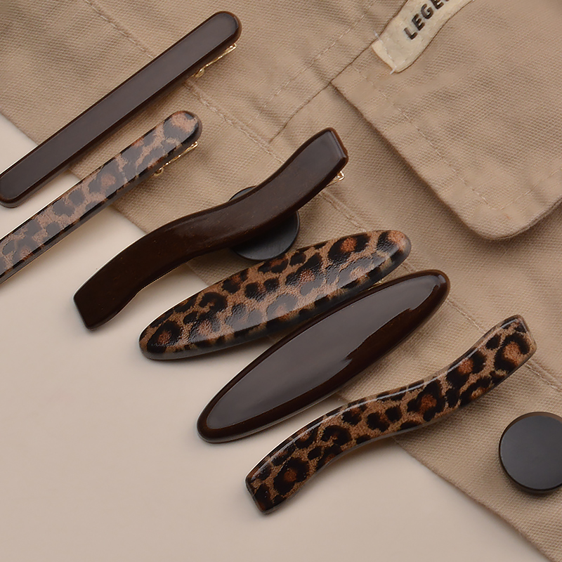 一对装复古豹纹发夹侧边夹女2025新款高端刘海夹半扎发卡子一字夹