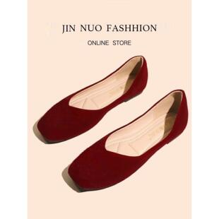 红色优雅婚鞋女秀禾鞋新娘鞋孕妇鞋中式婚鞋结婚鞋不累脚平底鞋