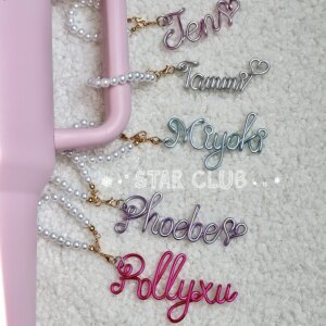 英文名珍珠挂链定制包包挂件
