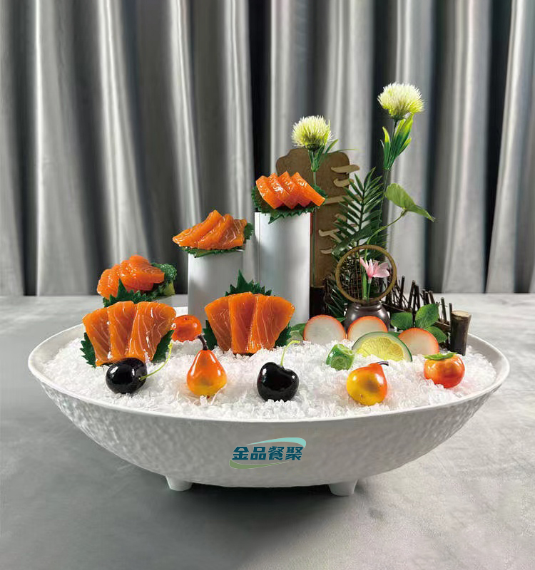 石纹自助拼盘密胺仿瓷海鲜干冰盘