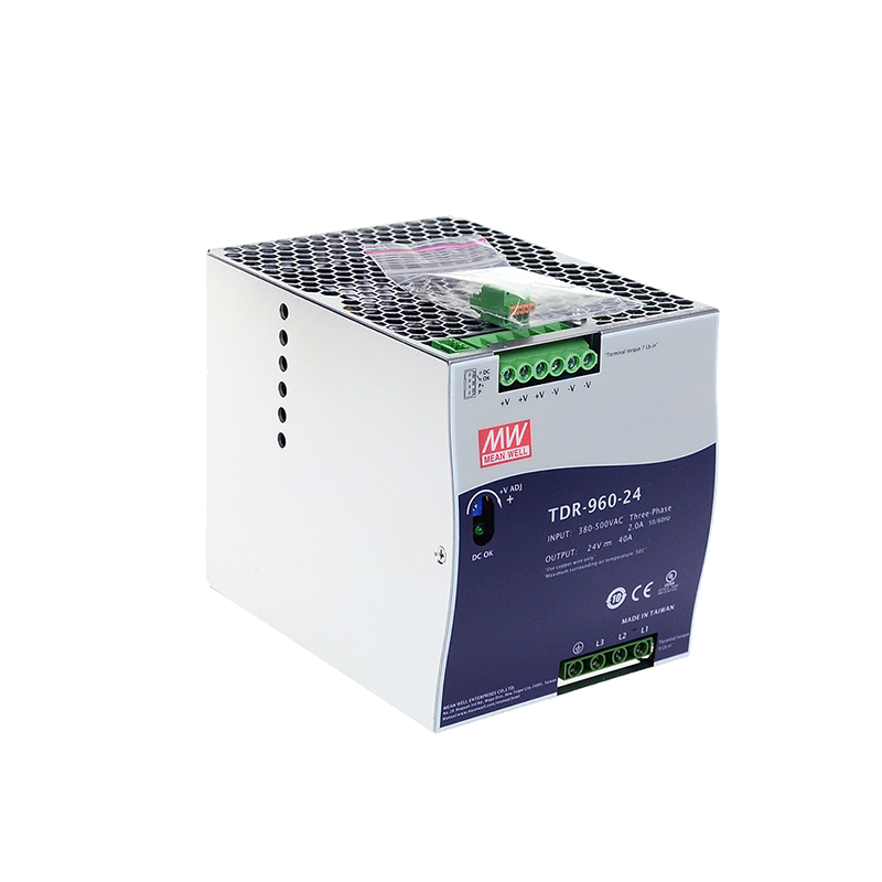 明纬TDR-960导轨式开关电源960W三相380V转直流24V48V20A40A替DRT