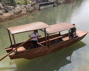 木船仿古中式摇橹船渔船实木观光船景区游览船旅游船乌篷船可下水