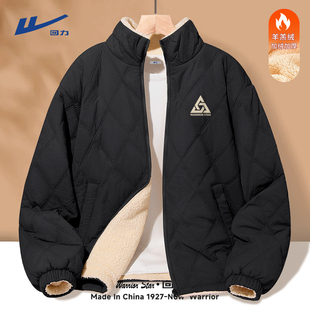 潮牌黑色冬衣加绒立领防风保暖棉衣男A 棉服美式 回力男士 外套新款