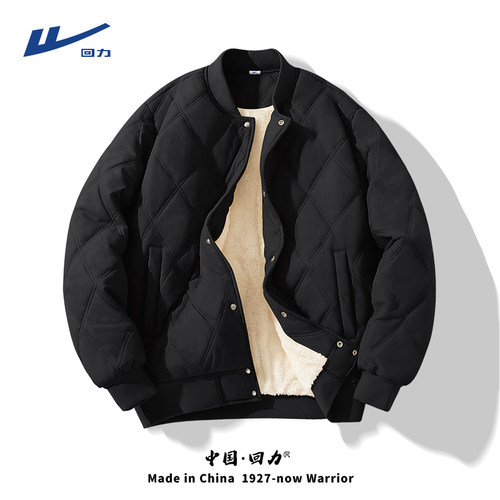 回力保暖复古加绒棒球棉服