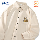 上衣A 加绒厚外套灯芯绒长袖 回力休闲衬衫 男秋冬加厚内搭衬衣男款